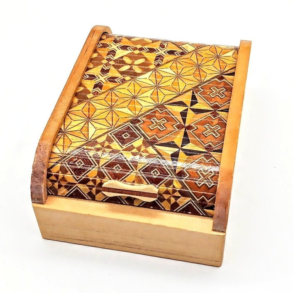 Handmade Japanese Wood Accordion Roll Top Box